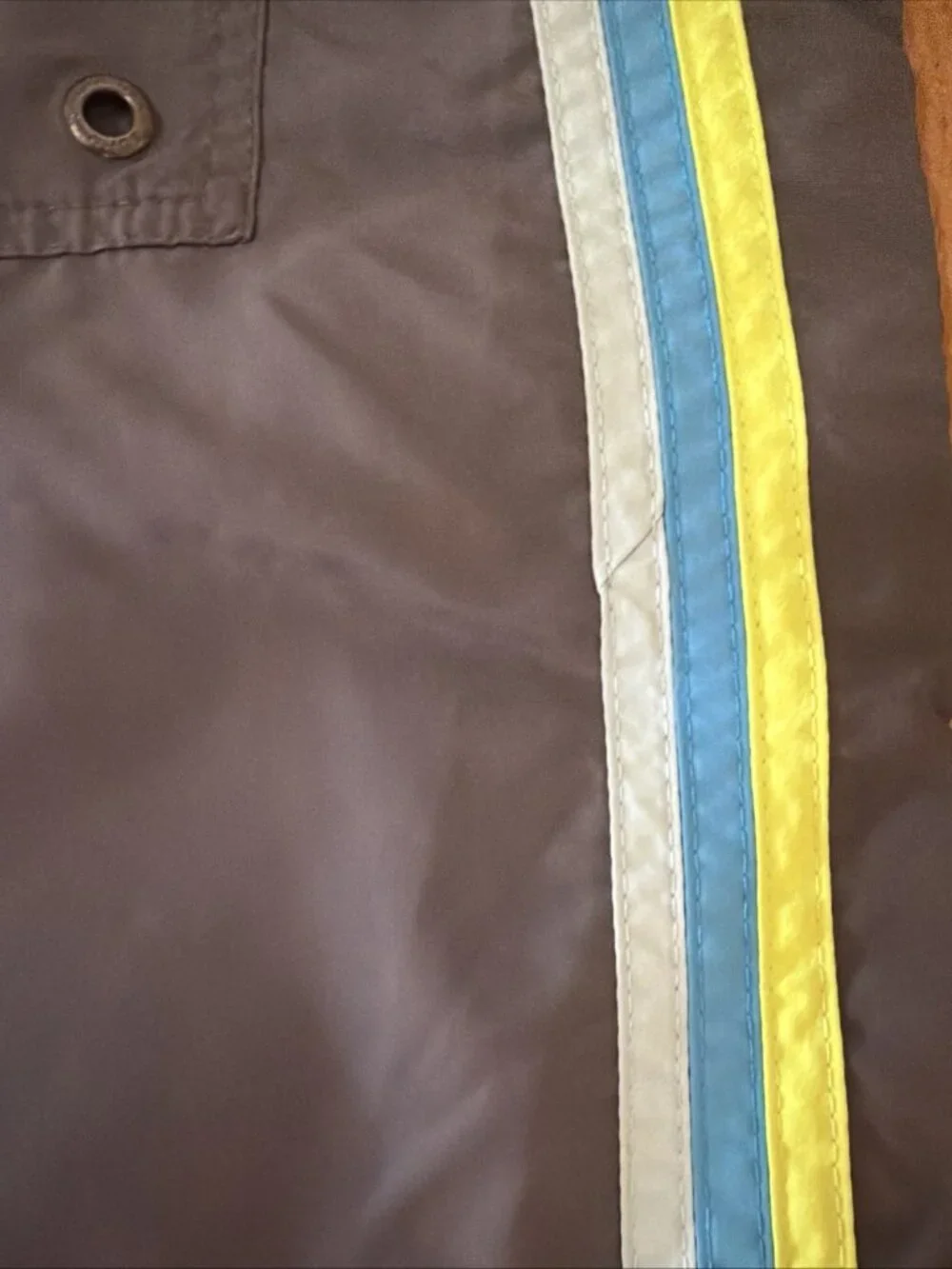 Sundek Mens Board Shorts Black Blue Yellow Gray Rainbow Stripe Swim Trunks Sz 38